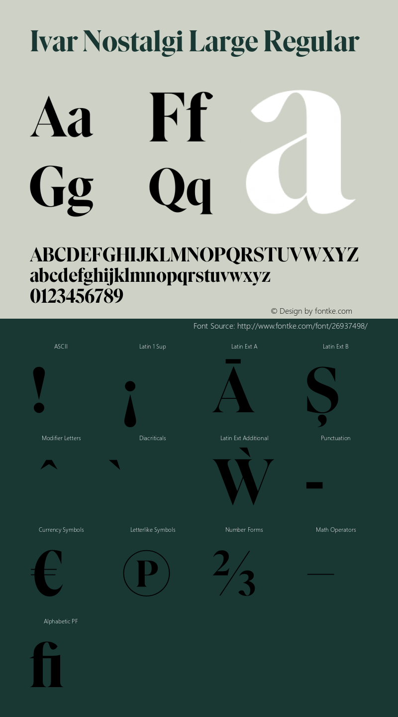 Ivar Nostalgi Large Version 1.20;September 8, 2018;FontCreator 11.5.0.2421 64-bit Font Sample