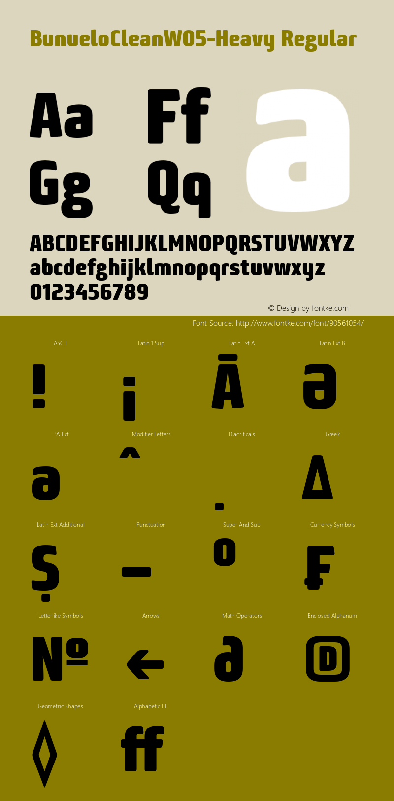 Bunuelo Clean W05 Heavy Version 1.20 Font Sample