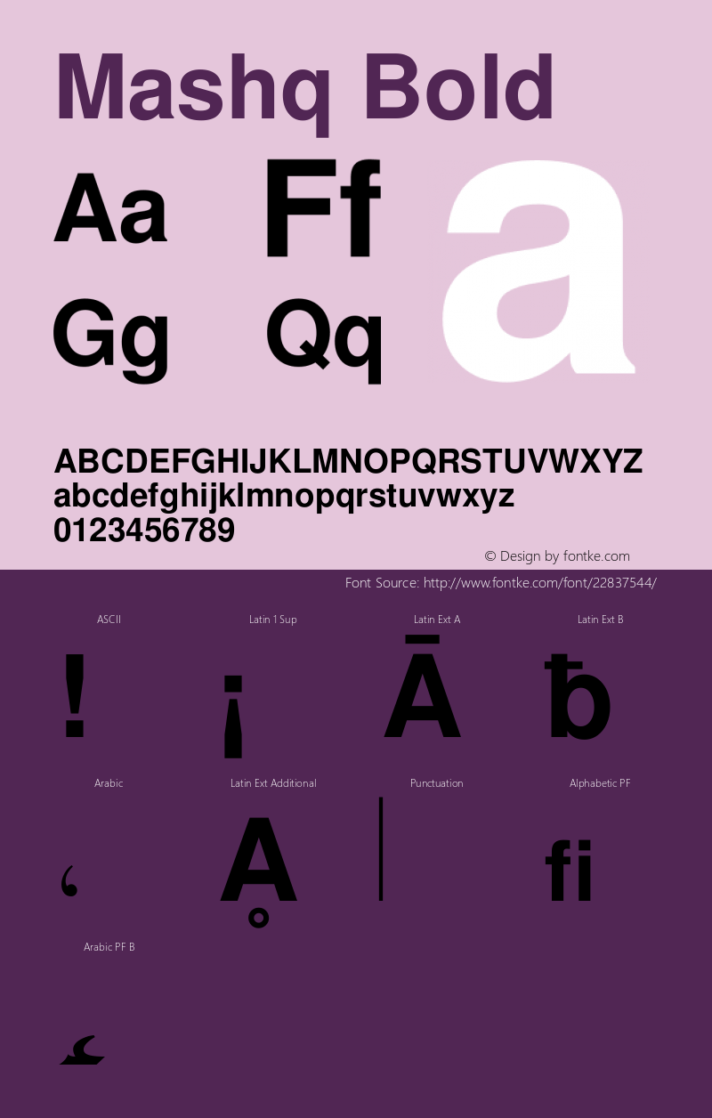 Mashq Bold AGA v1.00 25 May 1995 Font Sample