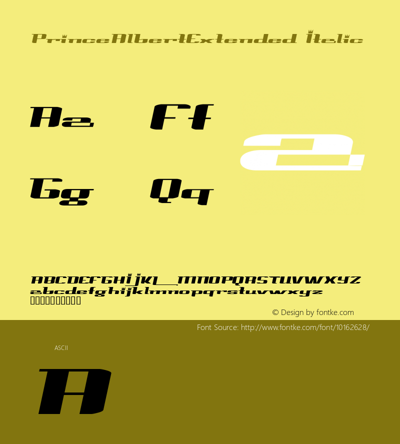 PrinceAlbertExtended Italic Rev. 003.000 Font Sample