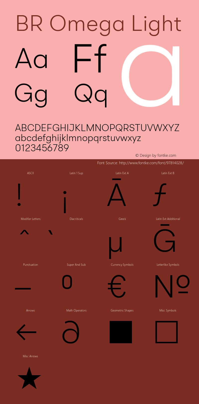 BR Omega Light 1.001 Font Sample