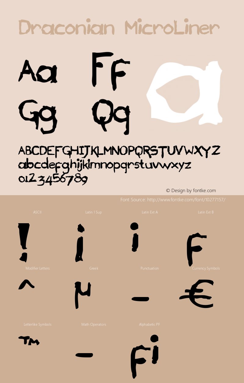 Draconian MicroLiner Version 1.000 Font Sample