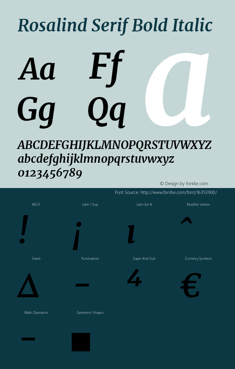 Rosalind Serif Bold Italic Version 1.584;PS 001.584;hotconv 1.0.70;makeotf.lib2.5.58329 Font Sample