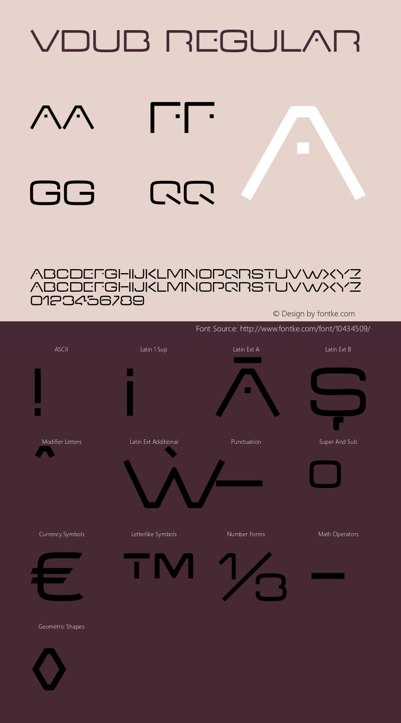 VDub Regular Version 4.000 Font Sample