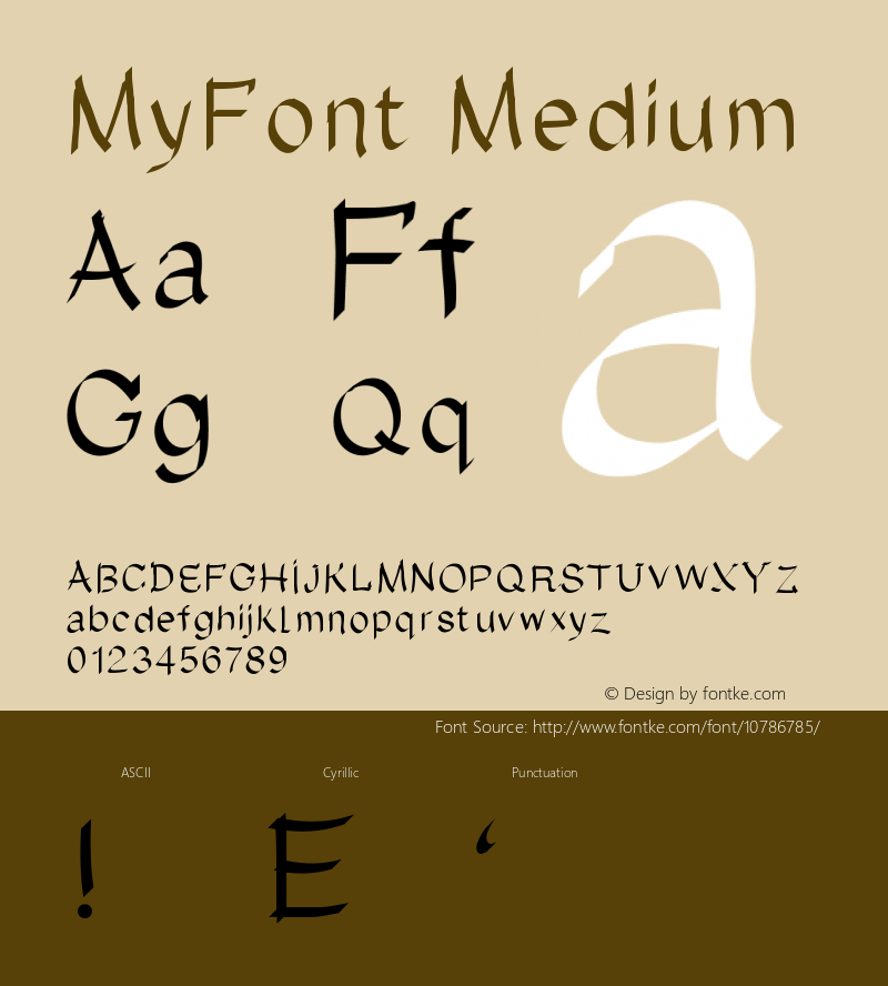 MyFont Medium Version 001.000 Font Sample