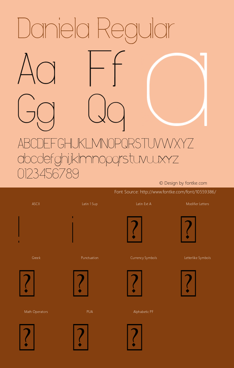 Daniela Regular Version 1.00 November 16, 2011, initial release Font Sample