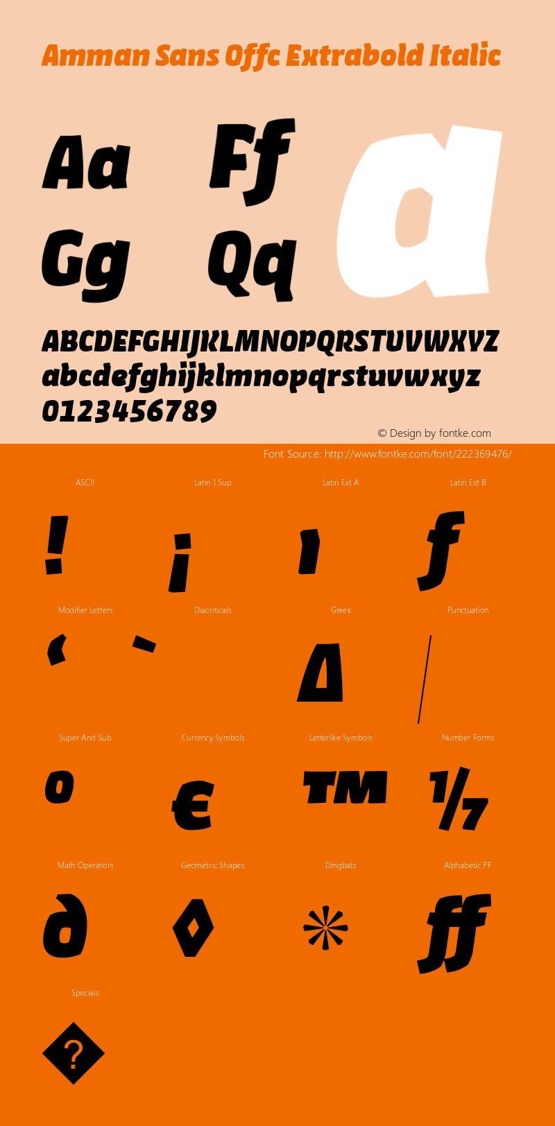 Amman Sans Offc Extrabold Italic Version 7.504; 2010; Build 1020图片样张