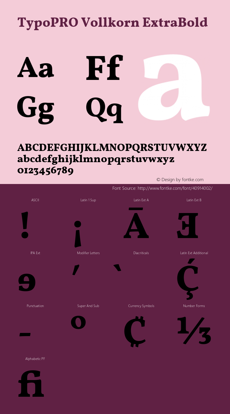 TypoPRO Vollkorn ExtraBold Version 4.105 Font Sample