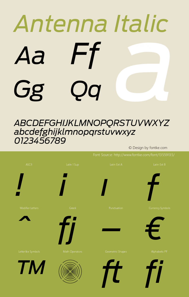 Antenna Italic 001.001 Font Sample