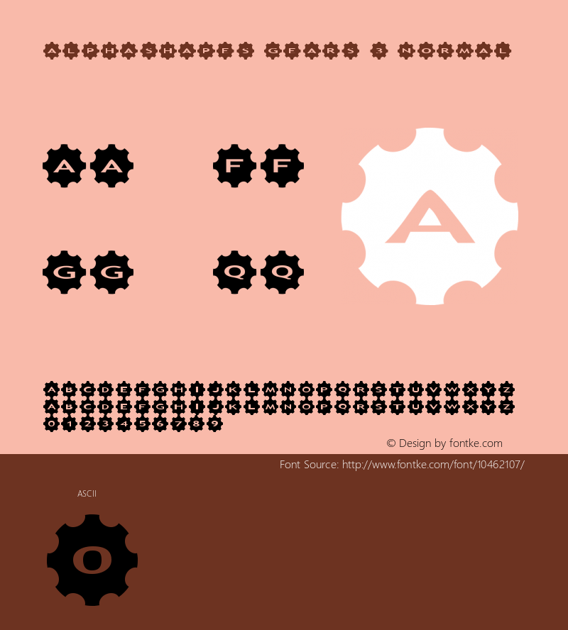 AlphaShapes gears 3 Normal 1.0 - December 2012 - freeware font Font Sample