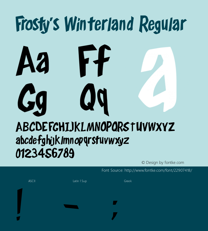 Frosty's Winterland 1.0 October 29, 2006 Font Sample