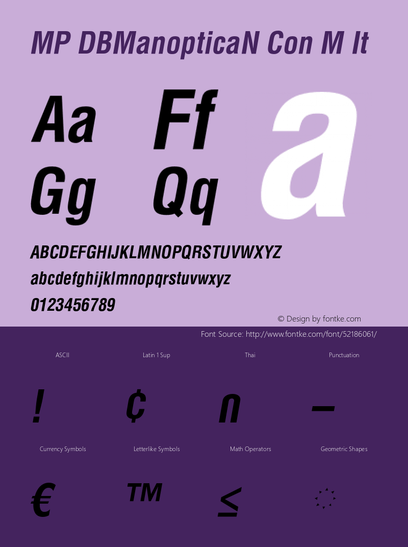 MPDBManopticaNCon-MIt Version 3.201 Font Sample