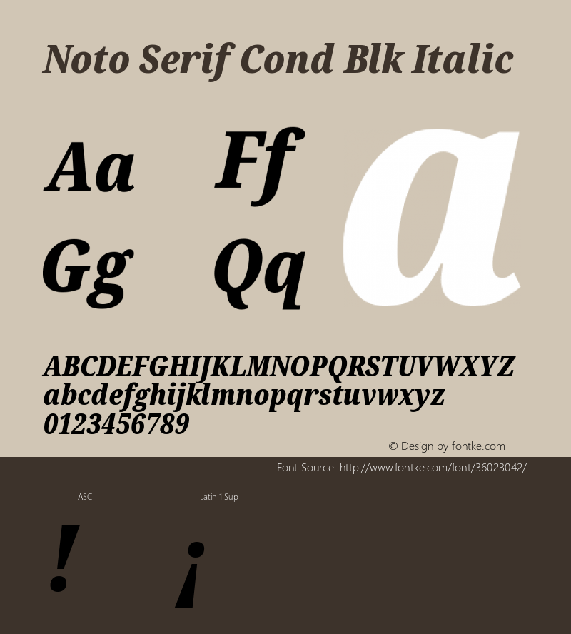 Noto Serif Condensed Black Italic Version 2.000;GOOG;noto-source:20170915:90ef993387c0 Font Sample
