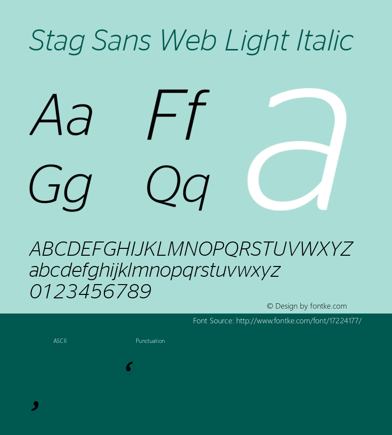 Stag Sans Web Light Italic Version 1.1 2007 Font Sample