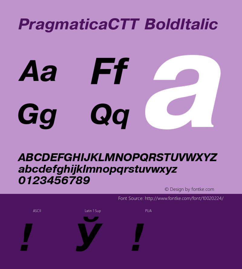 PragmaticaCTT BoldItalic TrueType Maker version 1.00.03 Font Sample