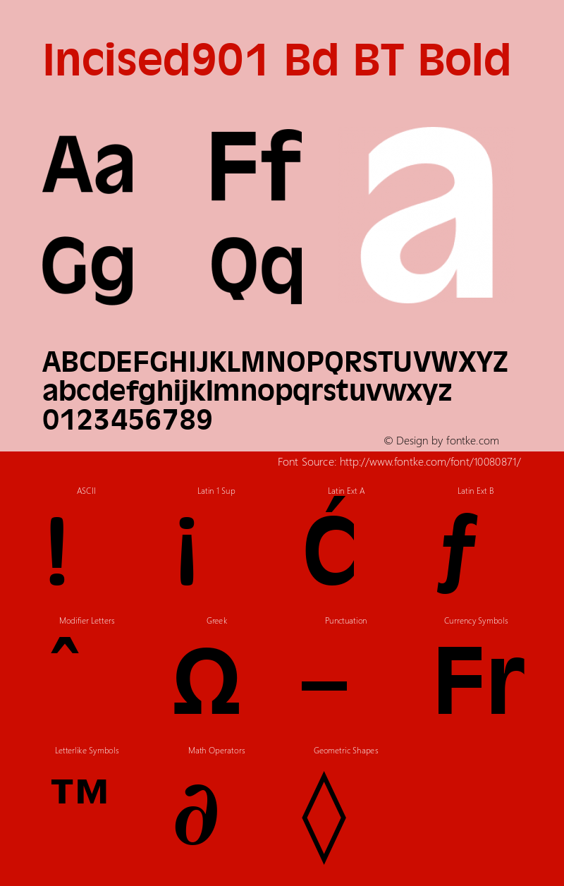 Incised901 Bd BT Bold mfgpctt-v4.4 Dec 22 1998 Font Sample