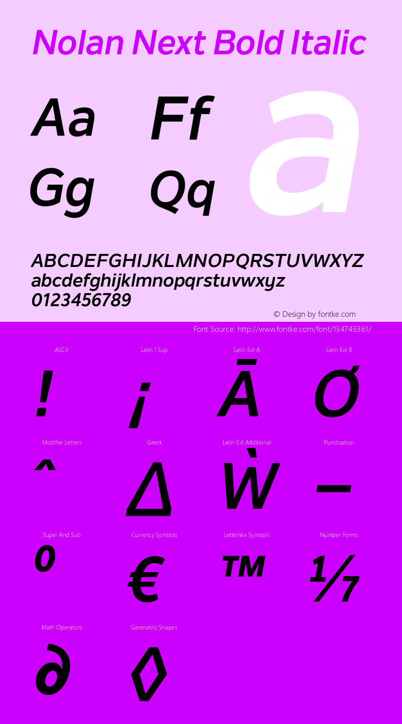 Nolan Next Bold Italic Version 1.00 March 2, 2016, initial release Font Sample