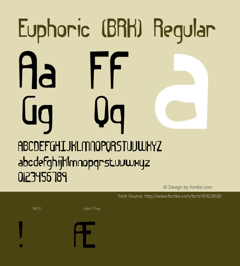 Euphoric (BRK) Regular Version 1.17 Font Sample