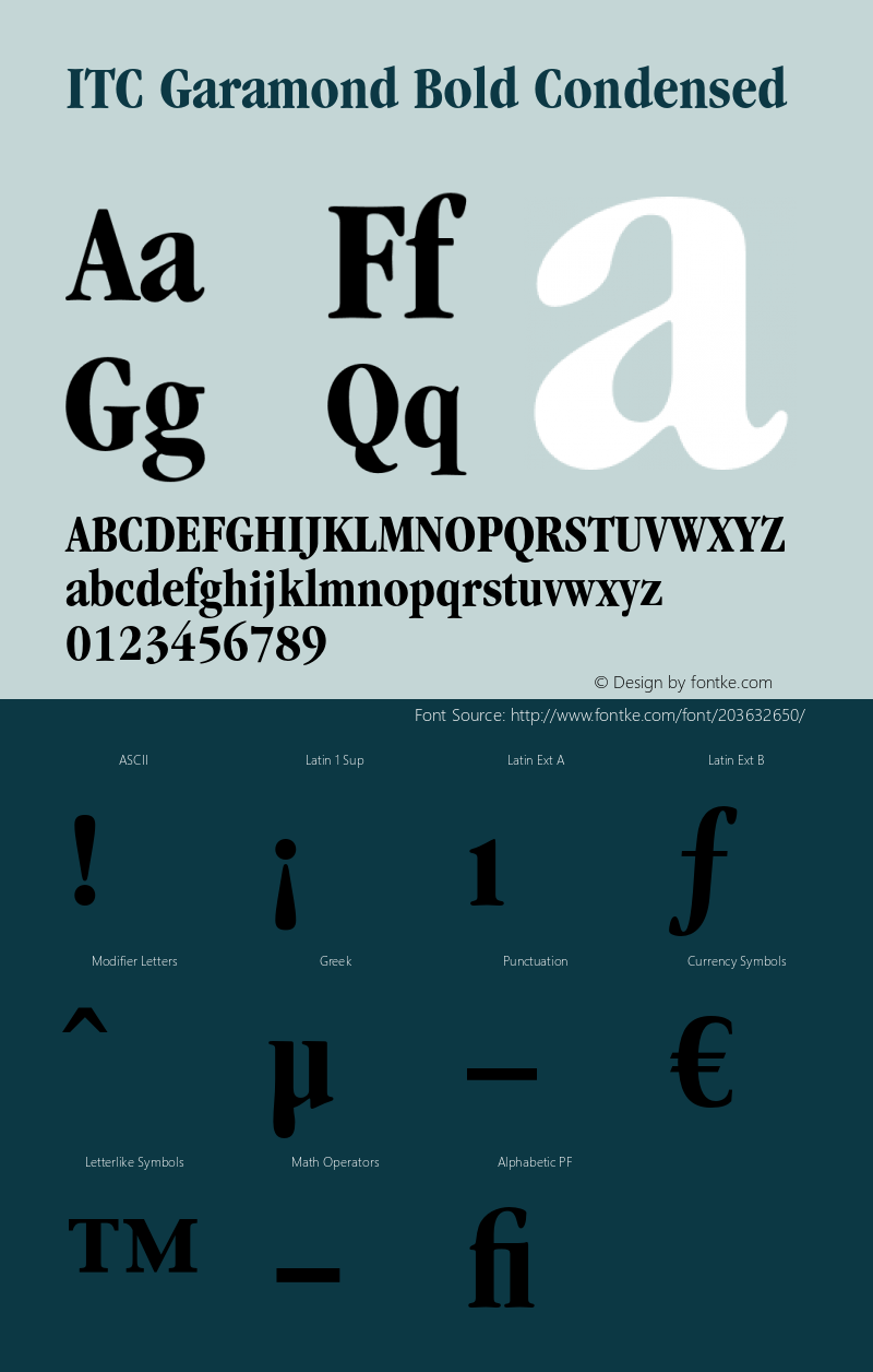 Garamond-BoldCondensed OTF 1.0;PS 001.000;Core 1.0.22图片样张