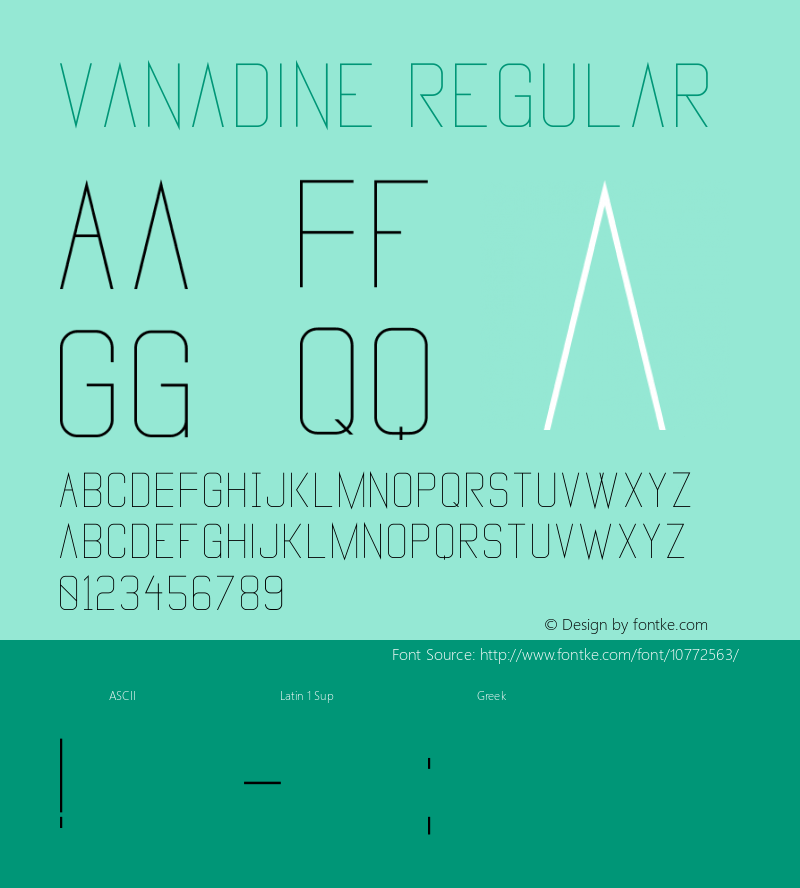 Vanadine Regular Version 1.00 January 17, 2014, initial release Font Sample