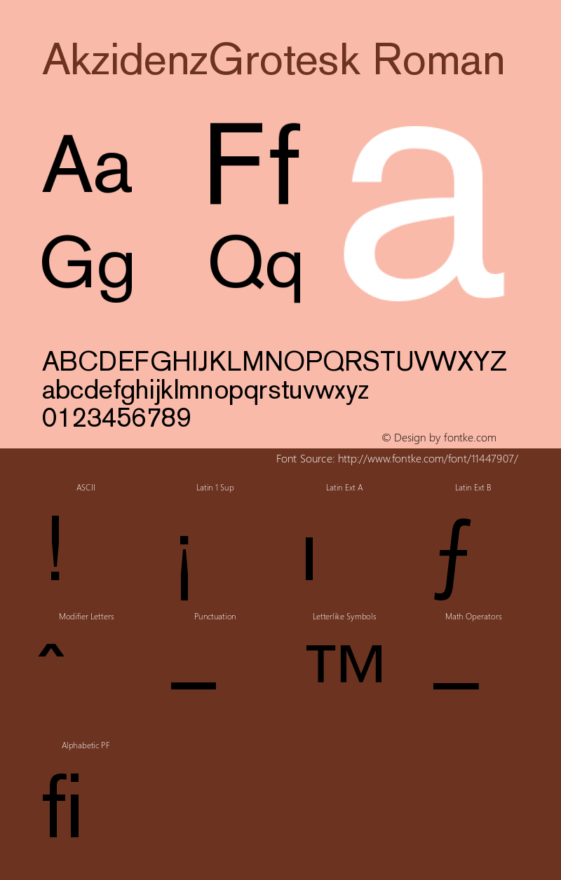 AkzidenzGrotesk Roman Version 001.000 Font Sample