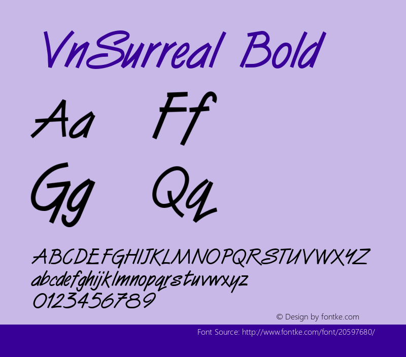 VnSurreal Bold 1.0 Thu Aug 12 12:10:03 1993 Font Sample