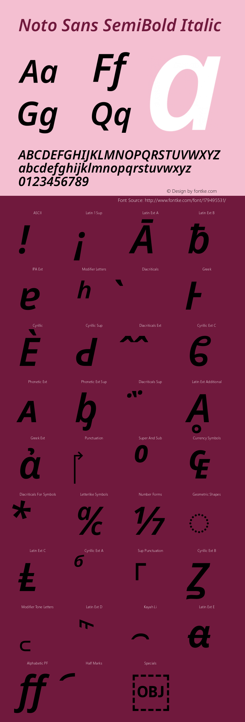 Noto Sans SemiBold Italic Version 2.005图片样张