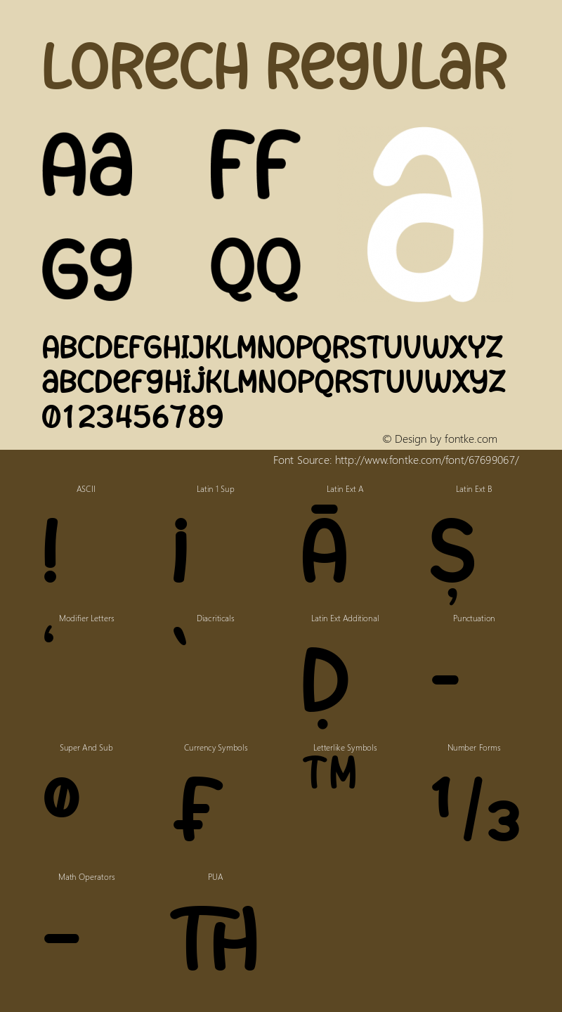 Lorech Version 1.00;June 9, 2020 Font Sample