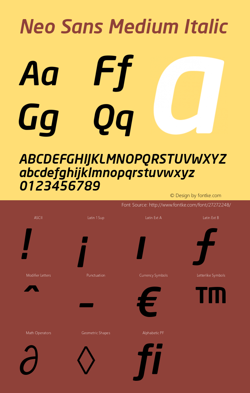 Neo Sans Medium Italic Version 1.00 Font Sample