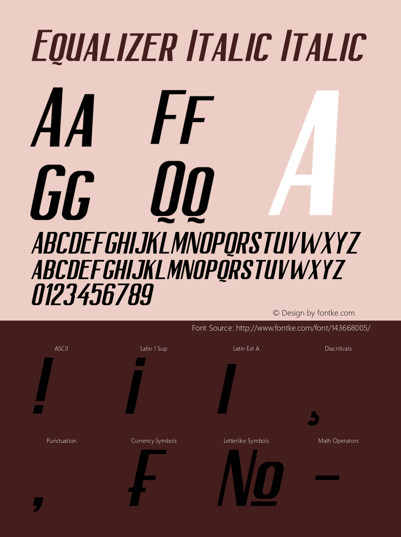 Equalizer Italic Italic Version 1.00;March 19, 2021;FontCreator 12.0.0.2567 64-bit Font Sample