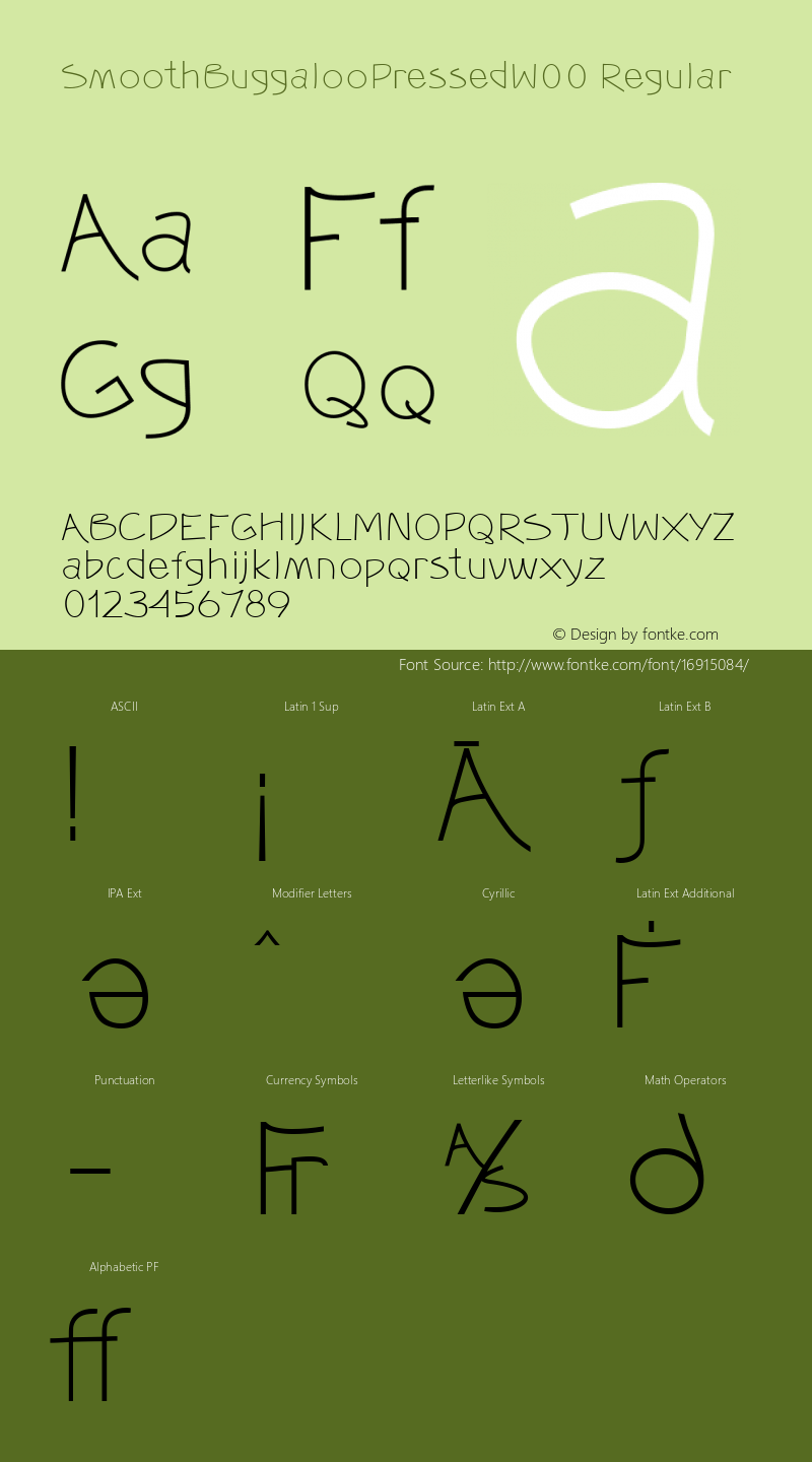 SmoothBuggalooPressedW00 Regular Version 1.00 Font Sample