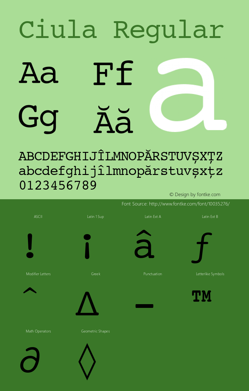 Ciula Regular Macromedia Fontographer 4.1 06/05/96 Font Sample