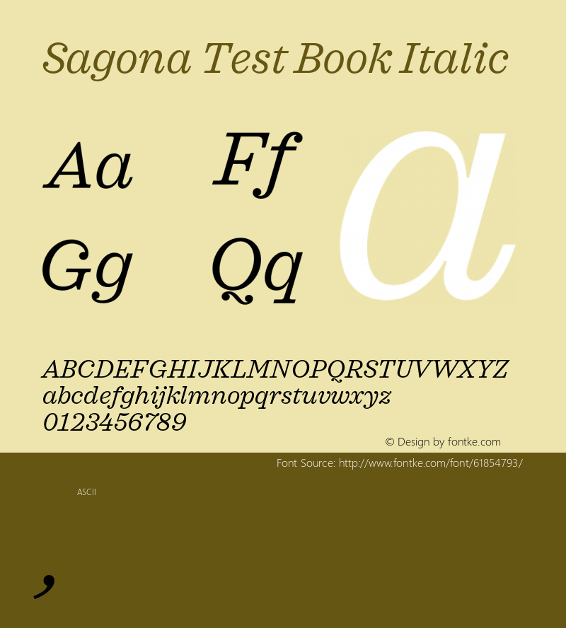 Sagona Test Book Italic Version 1.000;PS 001.000;hotconv 1.0.88;makeotf.lib2.5.64775 Font Sample