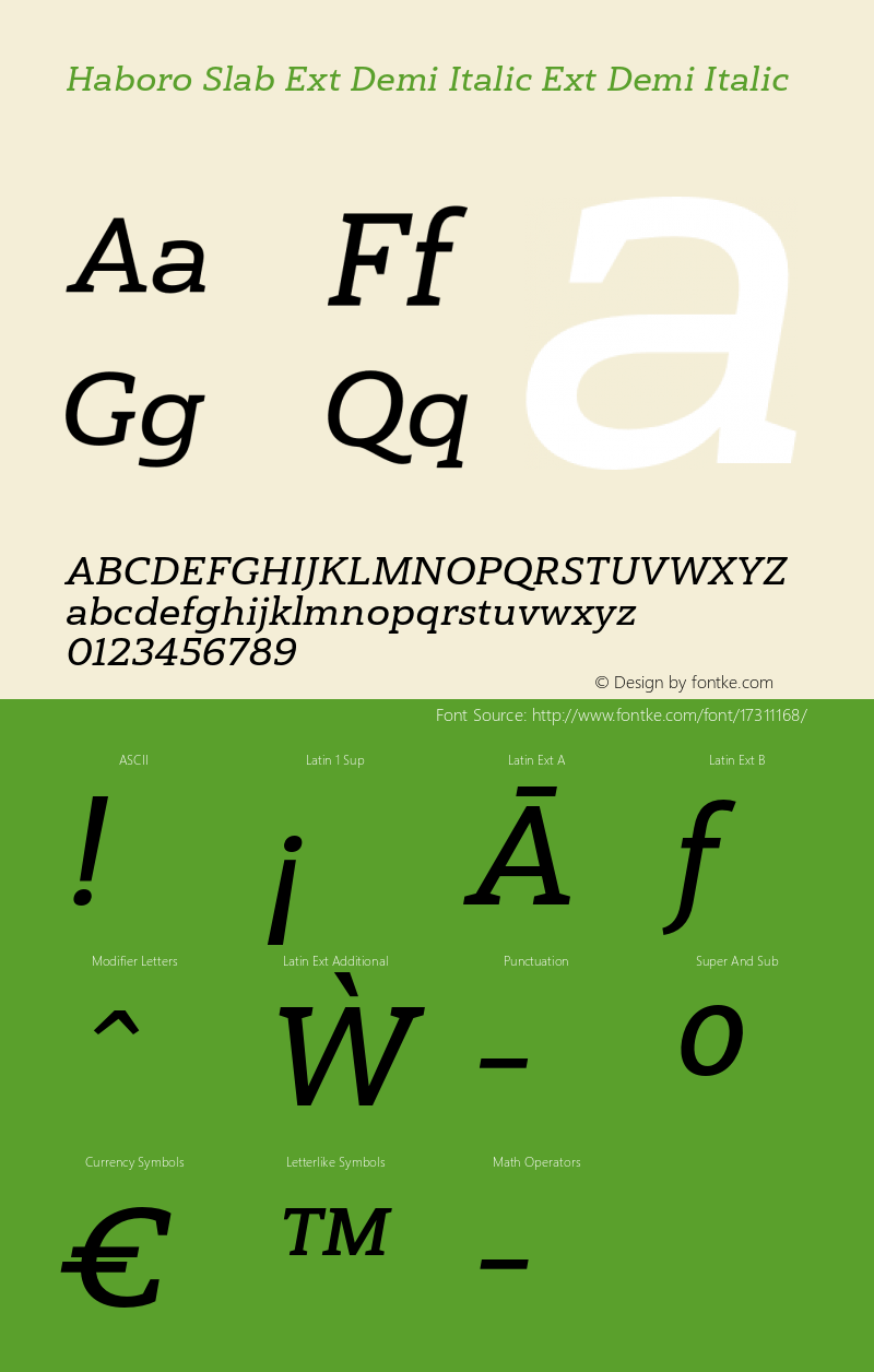 Haboro Slab Ext Demi Italic Ext Demi Italic Version 1.000 Font Sample