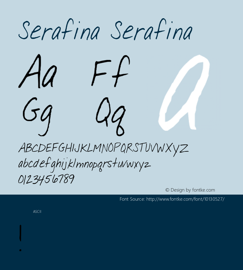 Serafina Serafina 2003; 1.0, initial release Font Sample