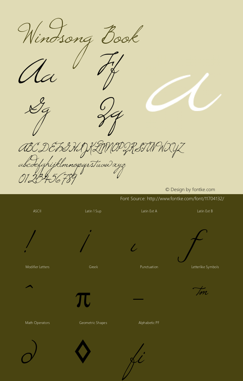 Windsong Book Version Macromedia Fontograp Font Sample