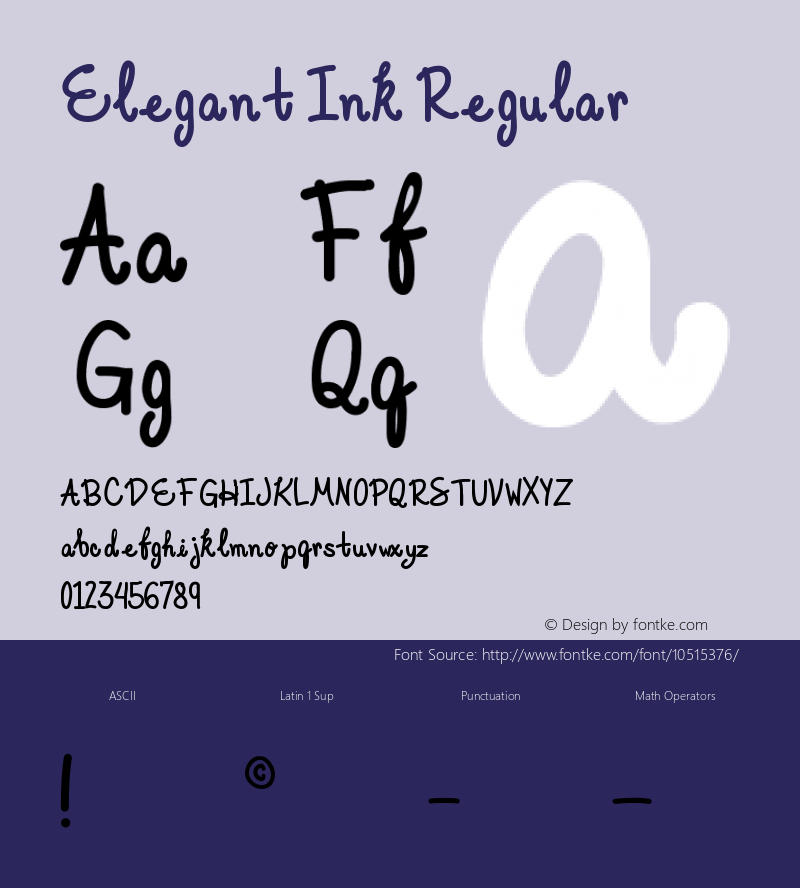 Elegant Ink Regular Version 1.0 Font Sample