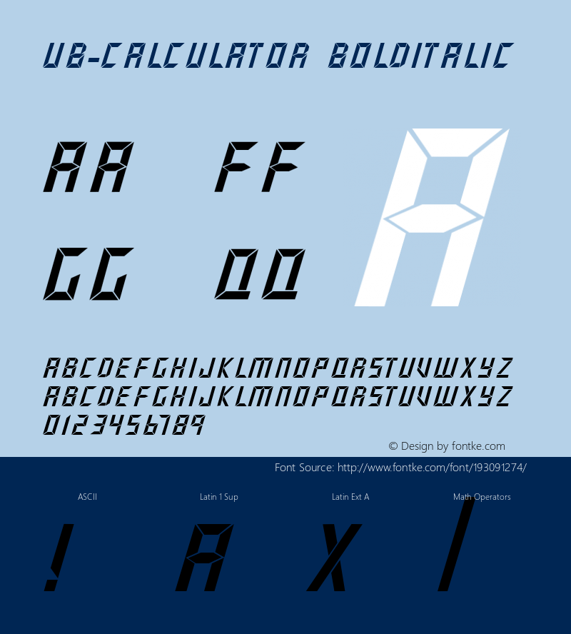 UB-Calculator-BoldItalic 1.0 Sun Jan 10 03:39:02 1993图片样张