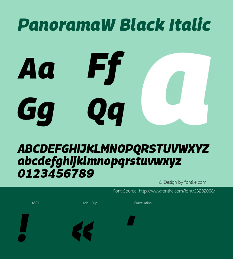 PanoramaW Black Italic Version 1.001;PS 1.1;hotconv 1.0.72;makeotf.lib2.5.5900; ttfautohint (v0.92) -l 8 -r 50 -G 200 -x 14 -w 