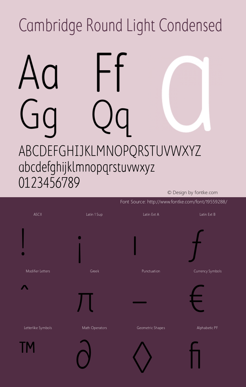 CambridgeRound-LightCond Version 1.001 Font Sample