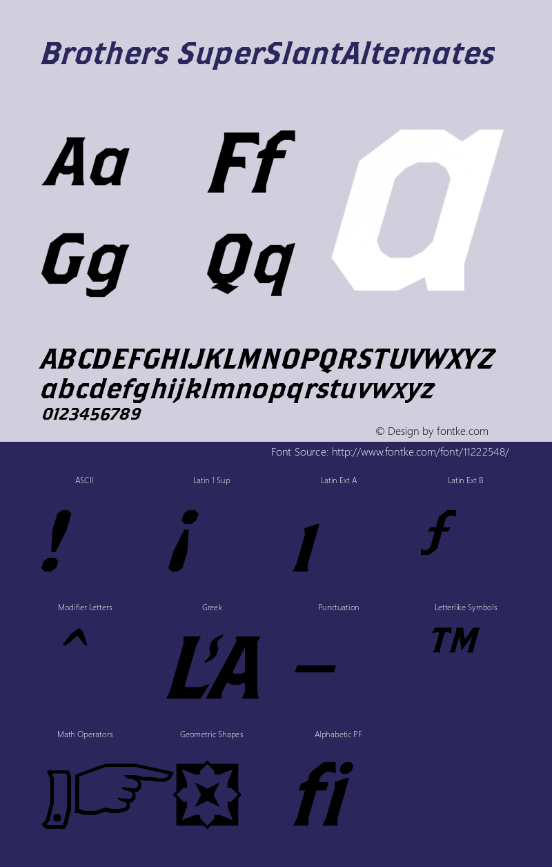 Brothers SuperSlantAlternates Version 001.000 Font Sample