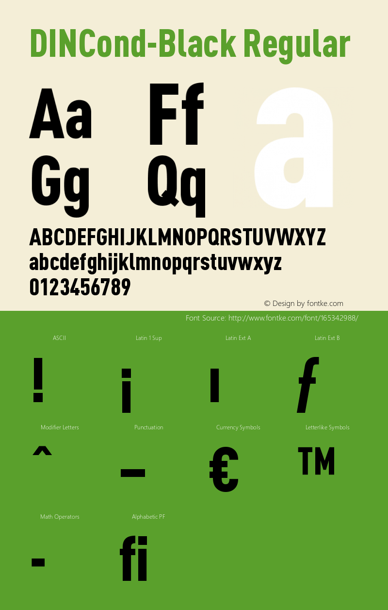 DINCond-Black 4.450 Font Sample