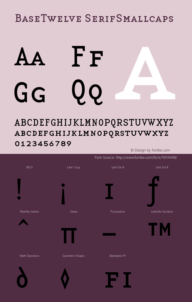 BaseTwelve SerifSmallcaps Version 001.000 Font Sample