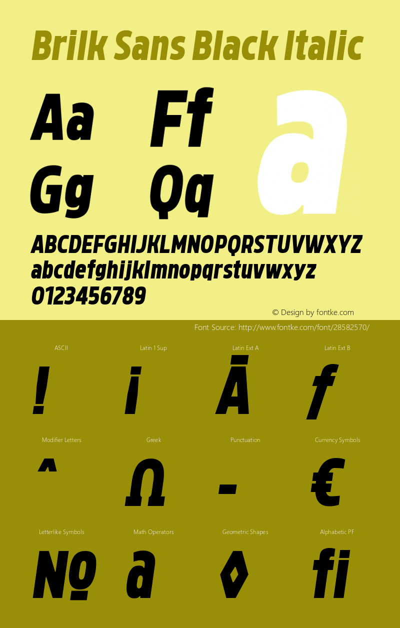 Brilk Sans Black Italic Version 1.000;YWFTv17 Font Sample