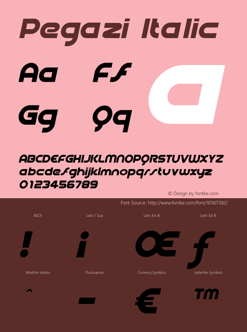 Pegazi Italic Version 1.000 Font Sample