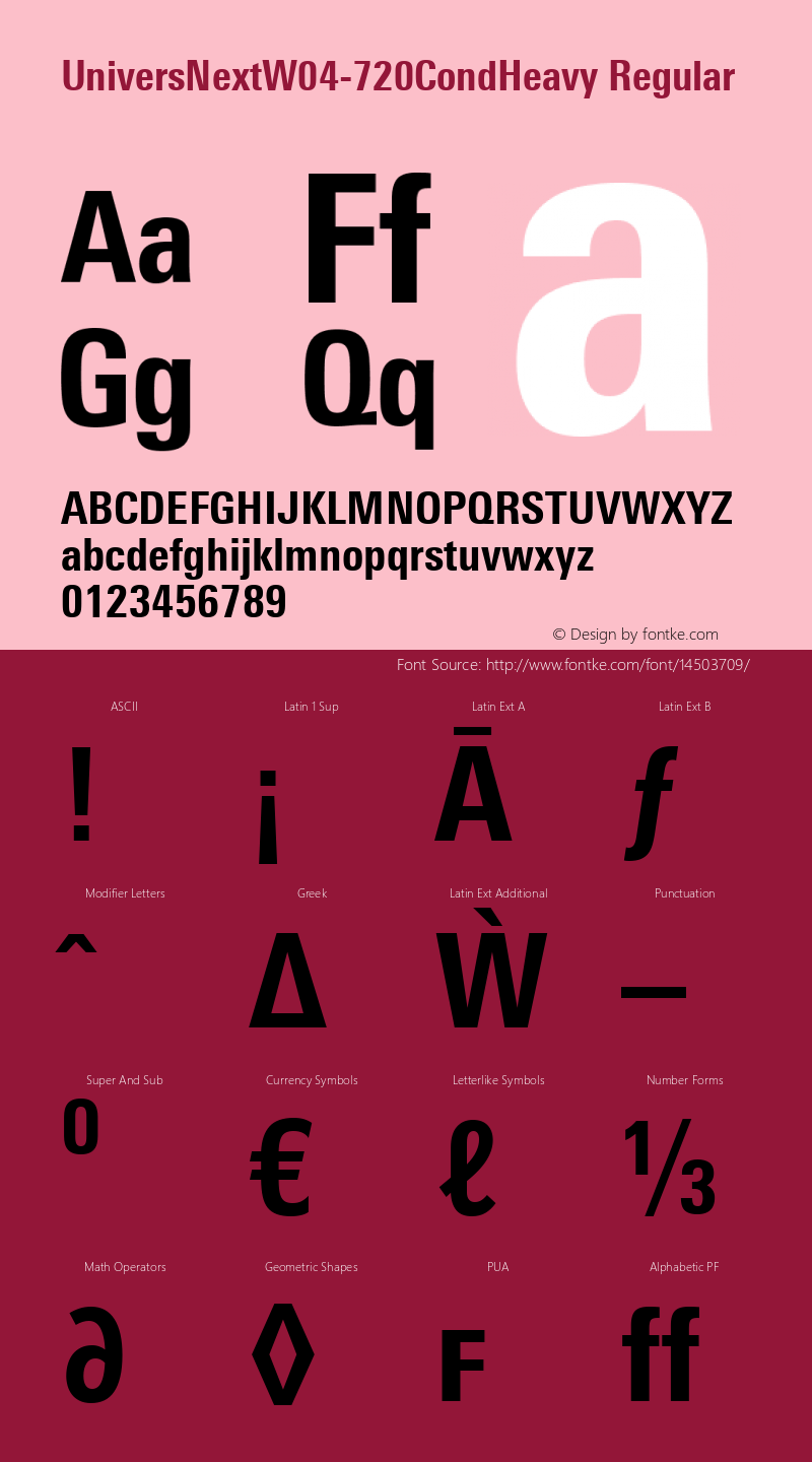 UniversNextW04-720CondHeavy Regular Version 1.1 Font Sample