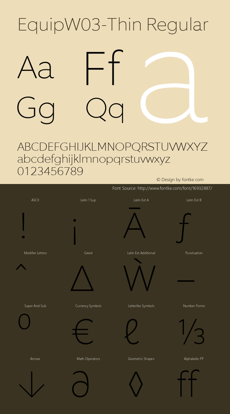 EquipW03-Thin Regular Version 1.00 Font Sample