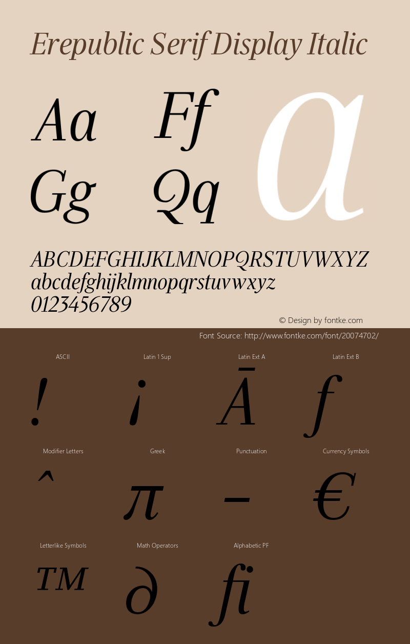 ErepublicSerifDisplay-Italic Version 004.002 Font Sample