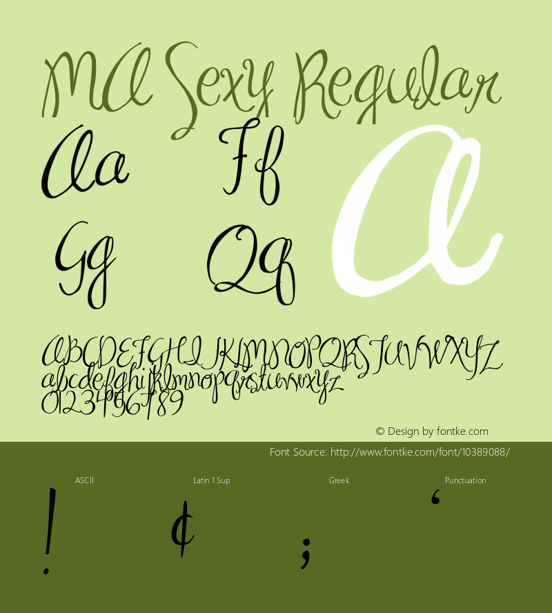 MA Sexy Regular 1.00 September 9, 2003 Font Sample