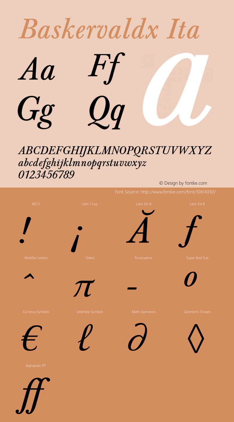 Baskervaldx Ita Version 1.0 Font Sample